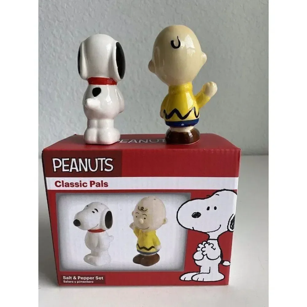 Peanuts Classic Pals Snoopy‎ & Charlie Brown Ceramic Salt & Pepper Set NEW